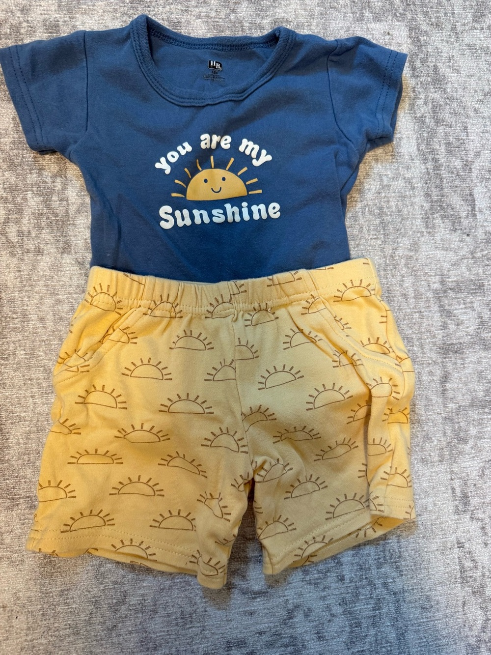 Hudson Baby Navy Blue and Yellow 'You Are My Sunshine' Matching Set